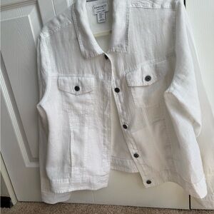 Jones & Co White Linen-Blend Jean Jacket